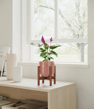 Load image into Gallery viewer, Hammered Rose Pink stand:walnut