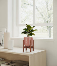 Load image into Gallery viewer, Hammered Rose Pink stand:walnut