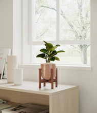 Load image into Gallery viewer, Hammered Peach Pink stand:walnut
